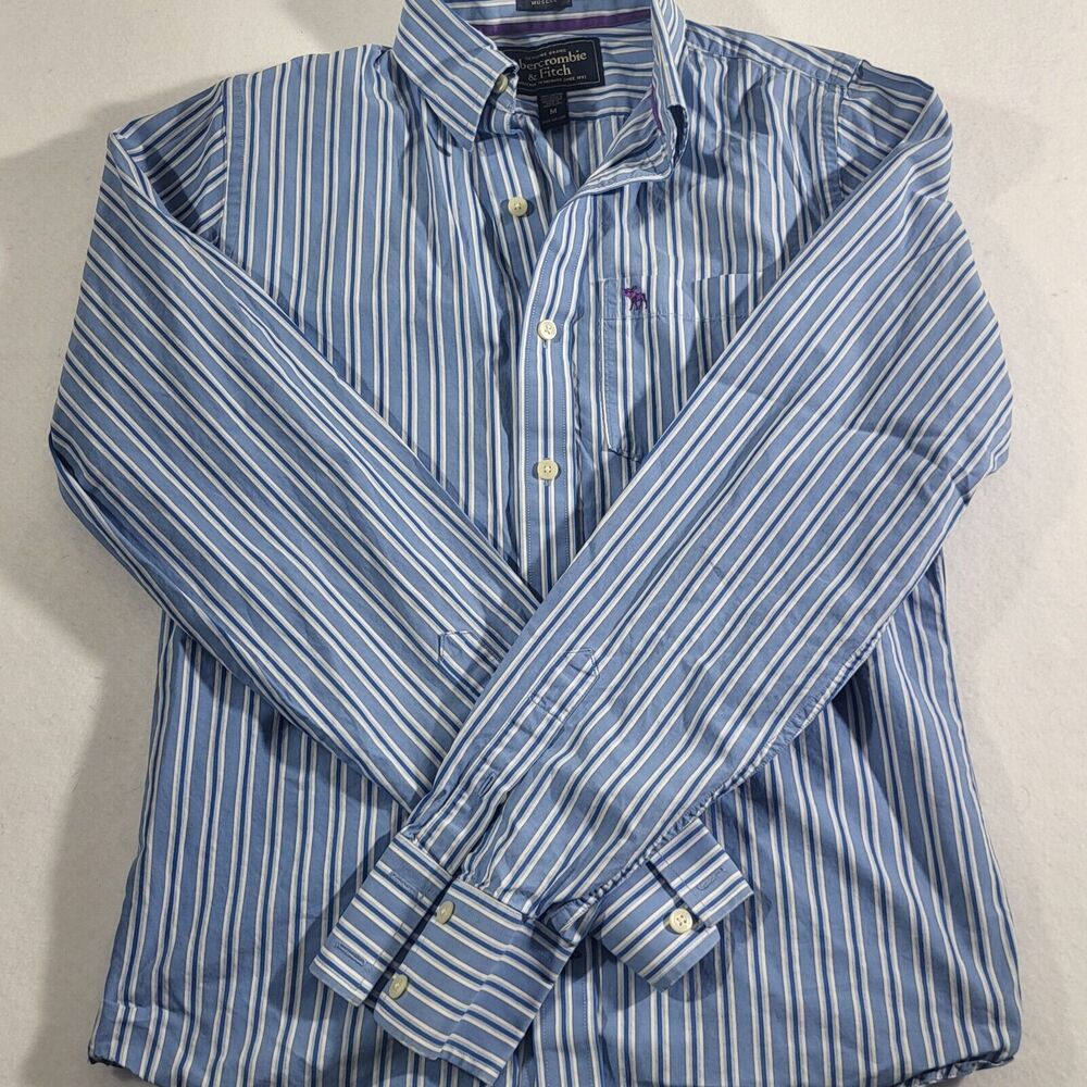 Abercrombie & Fitch Shirt Men's Size M Striped Button Up Long Sleeve